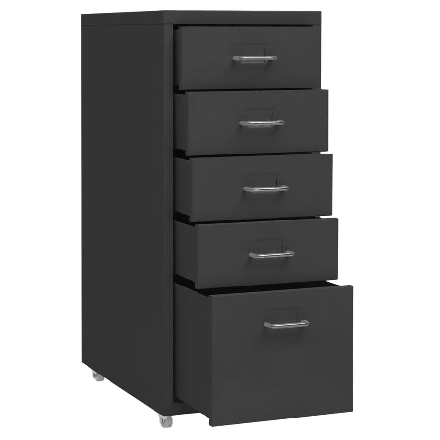 Ladeblok Verrijdbaar 28X4X69 Cm Metaal Kleurig Antraciet 5 lades