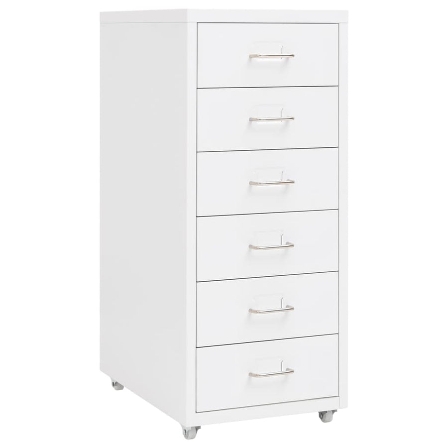 Ladeblok Verrijdbaar 28X4X69 Cm Metaal Wit 6 lades