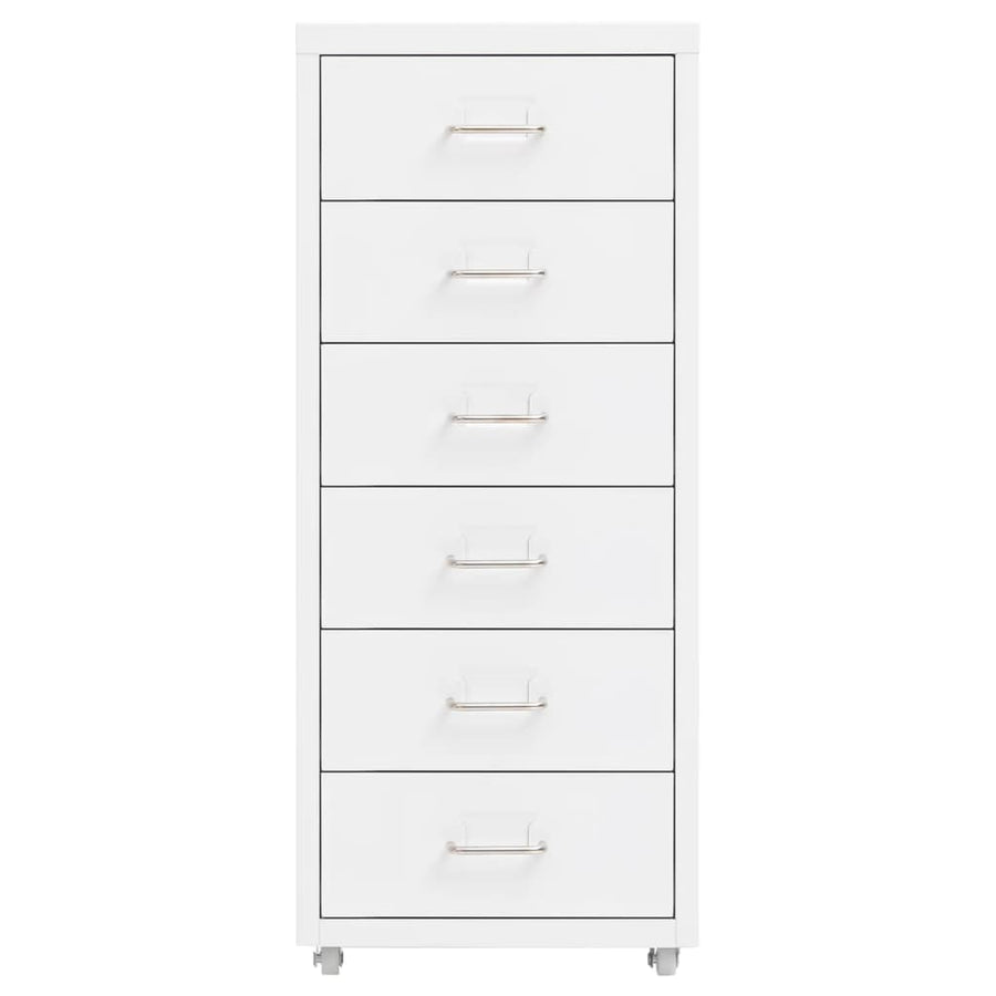 Ladeblok Verrijdbaar 28X4X69 Cm Metaal Wit 6 lades