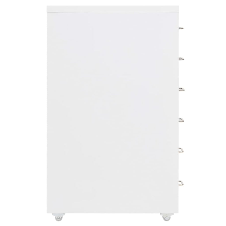 Ladeblok Verrijdbaar 28X4X69 Cm Metaal Wit 6 lades
