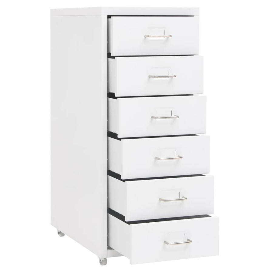 Ladeblok Verrijdbaar 28X4X69 Cm Metaal Wit 6 lades