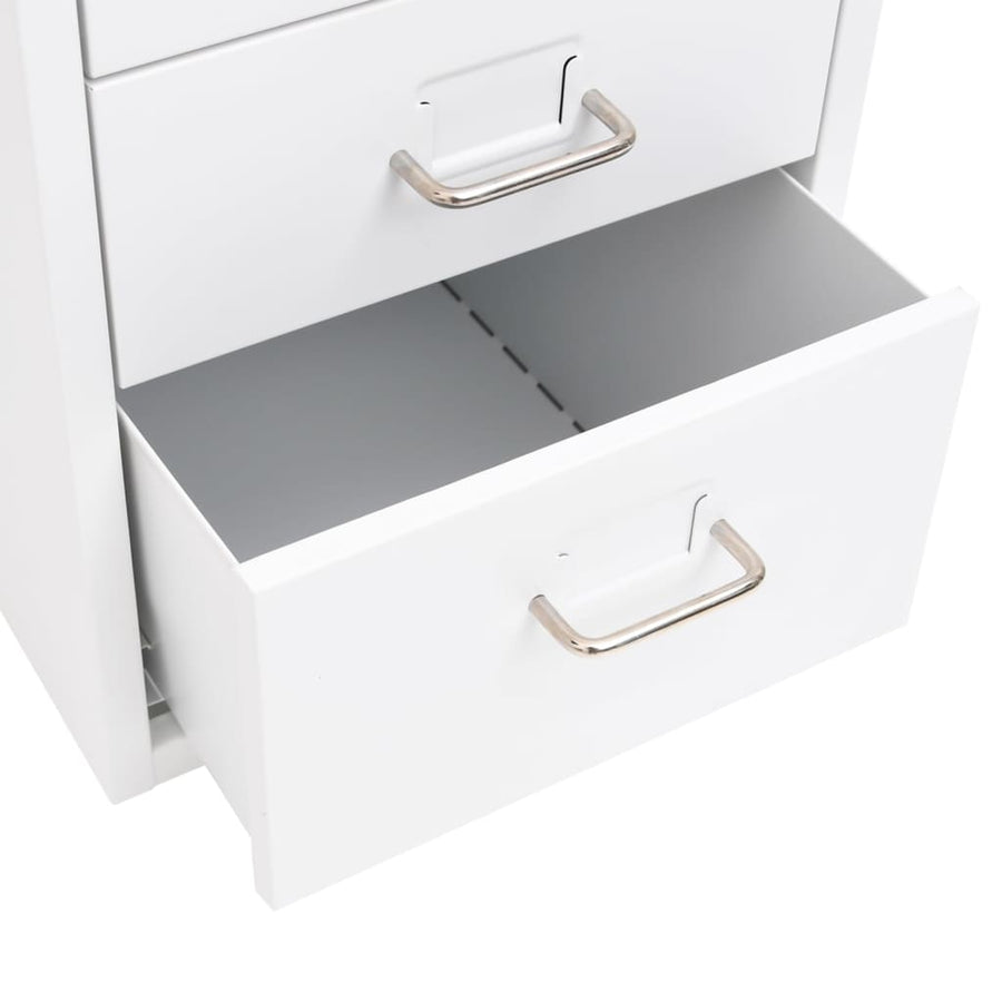Ladeblok Verrijdbaar 28X4X69 Cm Metaal Wit 6 lades