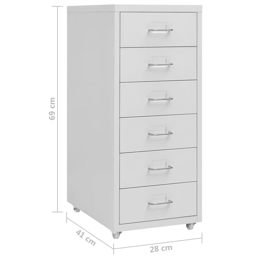 Ladeblok Verrijdbaar 28X4X69 Cm Metaal Grijs 6 lades