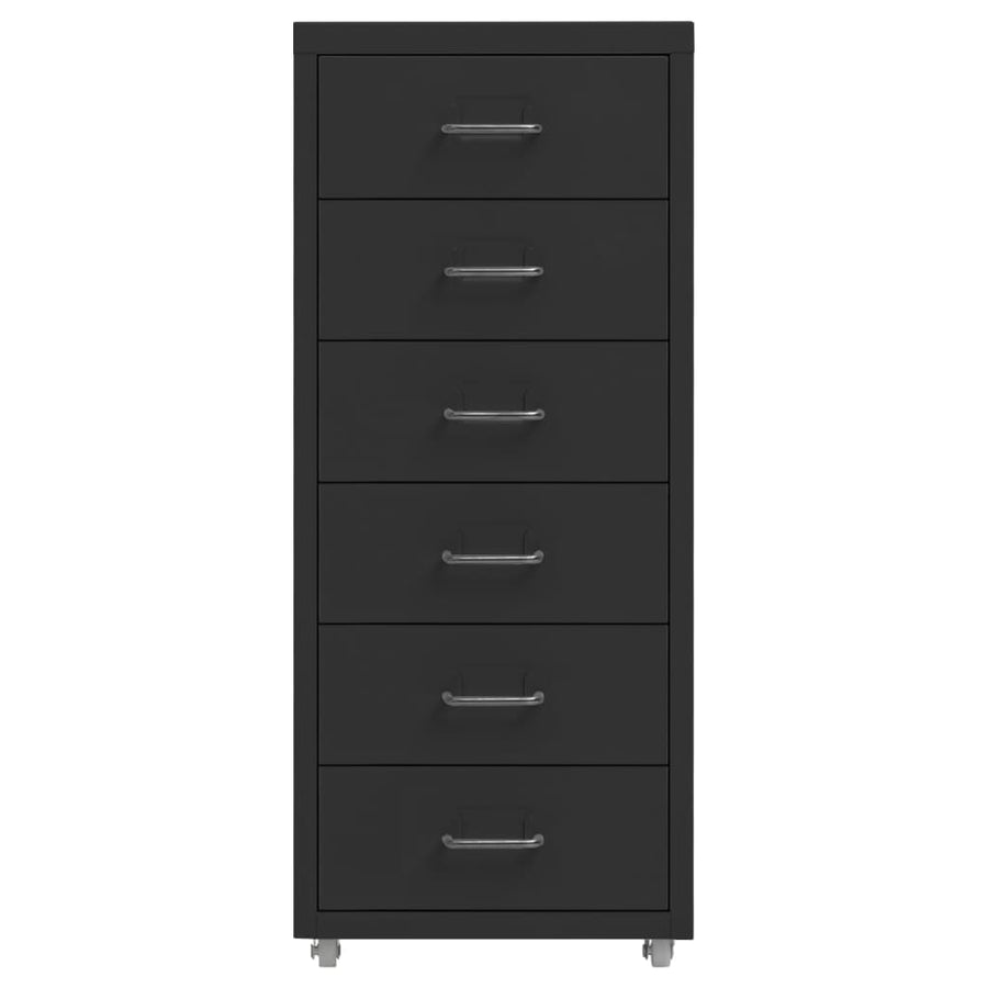 Ladeblok Verrijdbaar 28X41X69 Cm Metaal Zwart 6 lades