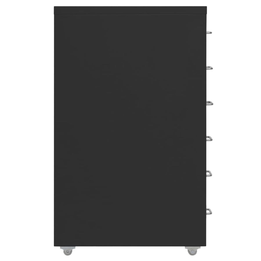 Ladeblok Verrijdbaar 28X41X69 Cm Metaal Zwart 6 lades