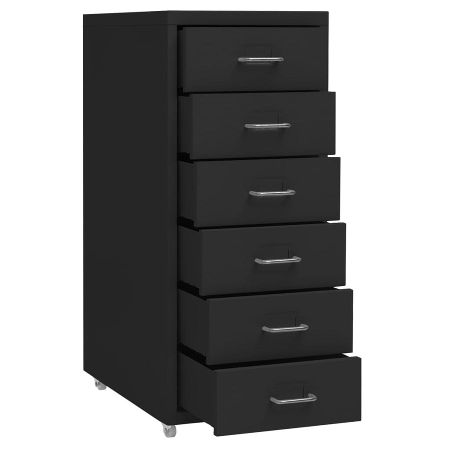 Ladeblok Verrijdbaar 28X41X69 Cm Metaal Zwart 6 lades