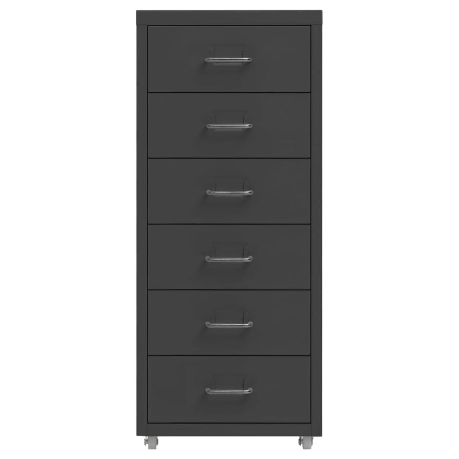 Ladeblok Verrijdbaar 28X4X69 Cm Metaal Kleurig Antraciet 6 lades