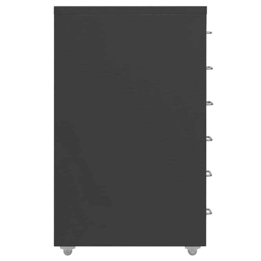 Ladeblok Verrijdbaar 28X4X69 Cm Metaal Kleurig Antraciet 6 lades