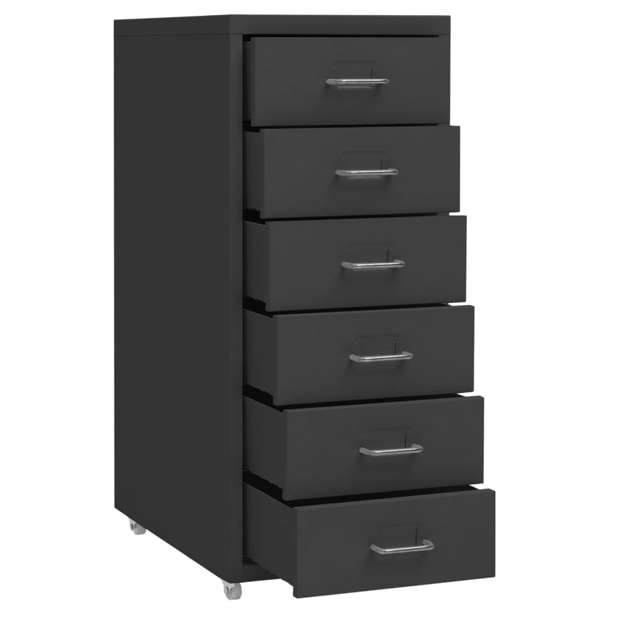Ladeblok Verrijdbaar 28X4X69 Cm Metaal Kleurig Antraciet 6 lades