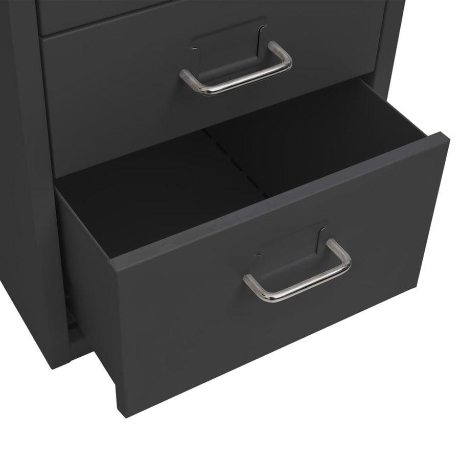 Ladeblok Verrijdbaar 28X4X69 Cm Metaal Kleurig Antraciet 6 lades