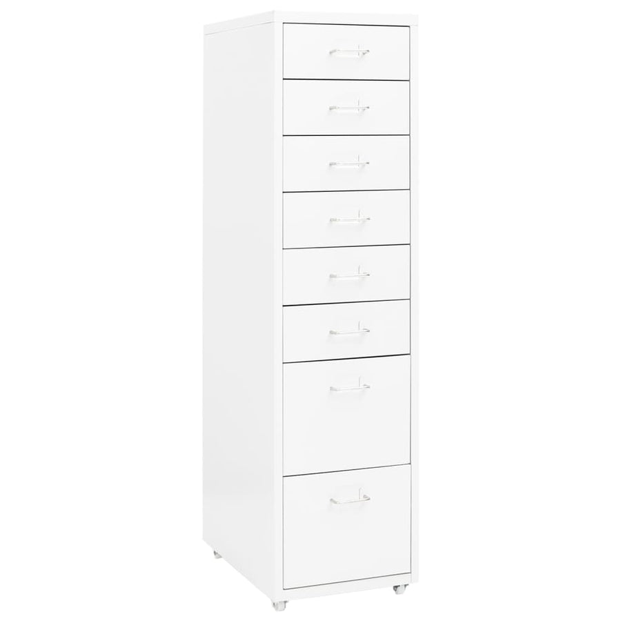 Ladeblok Verrijdbaar 28X4X09 Cm Metaal Wit 8 lades