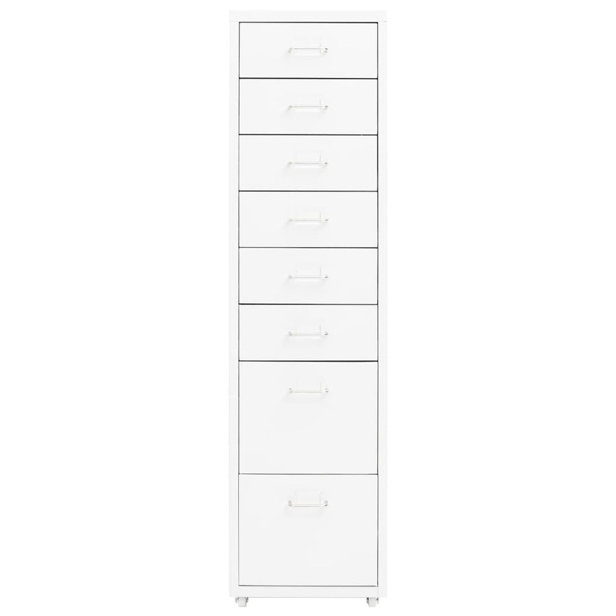 Ladeblok Verrijdbaar 28X4X09 Cm Metaal Wit 8 lades