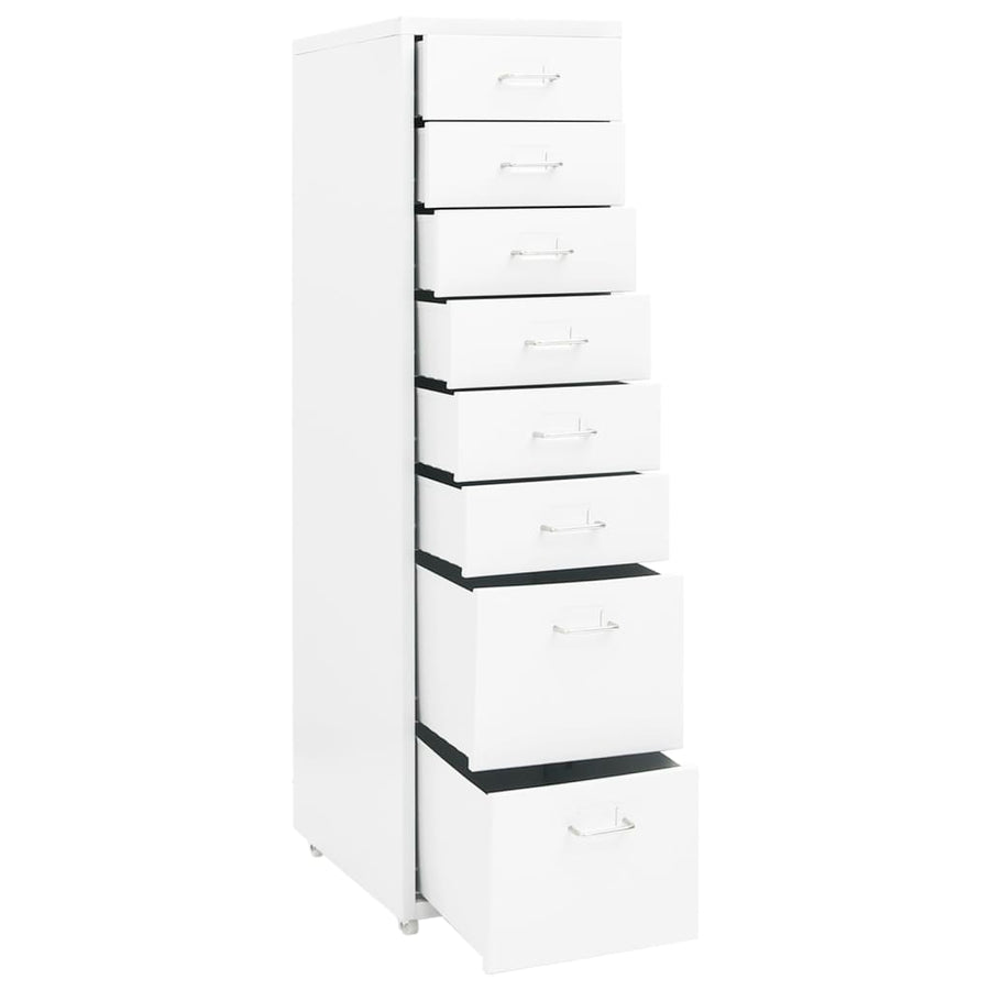Ladeblok Verrijdbaar 28X4X09 Cm Metaal Wit 8 lades