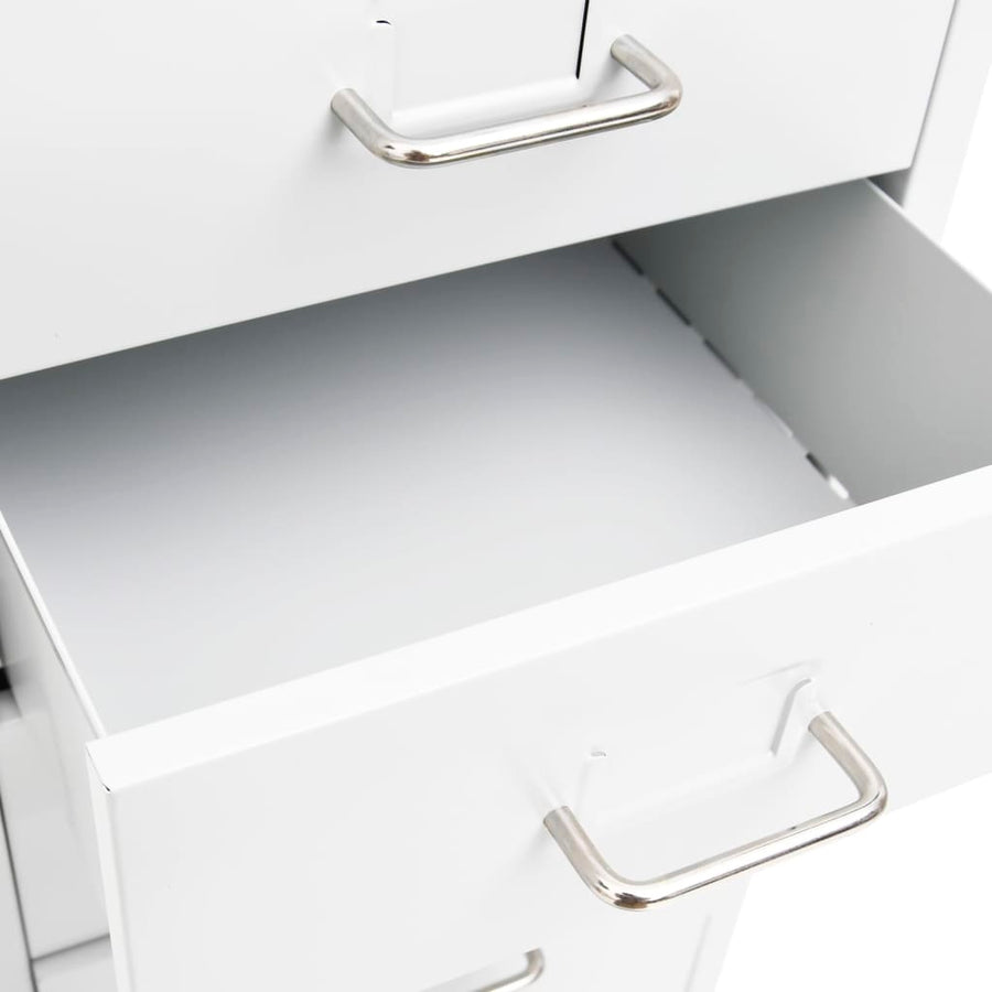 Ladeblok Verrijdbaar 28X4X09 Cm Metaal Wit 8 lades