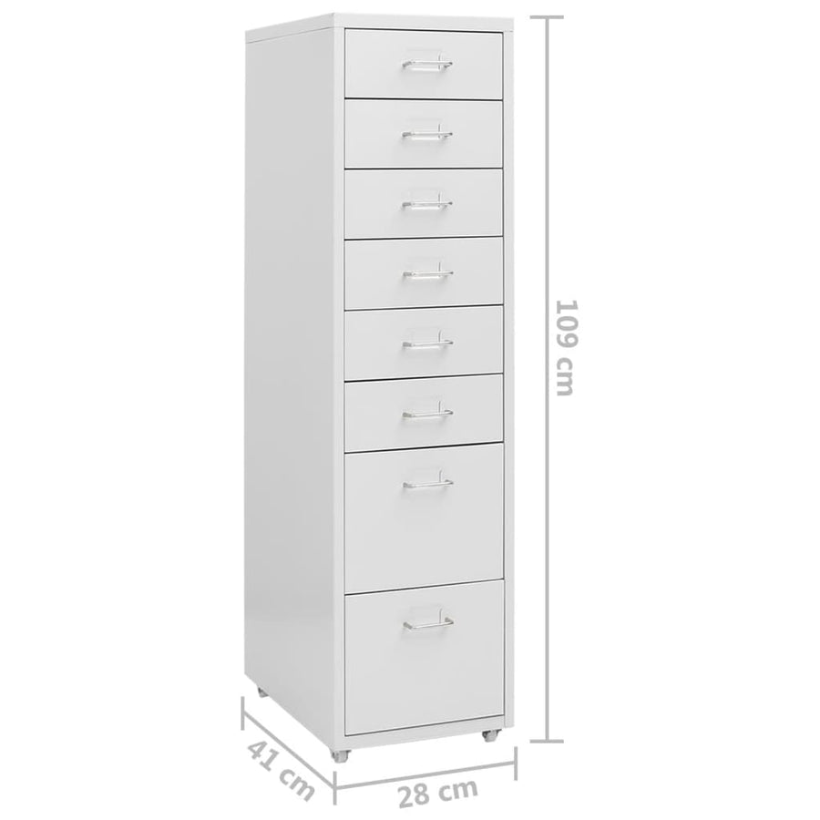 Ladeblok Verrijdbaar 28X4X09 Cm Metaal Grijs 8 lades