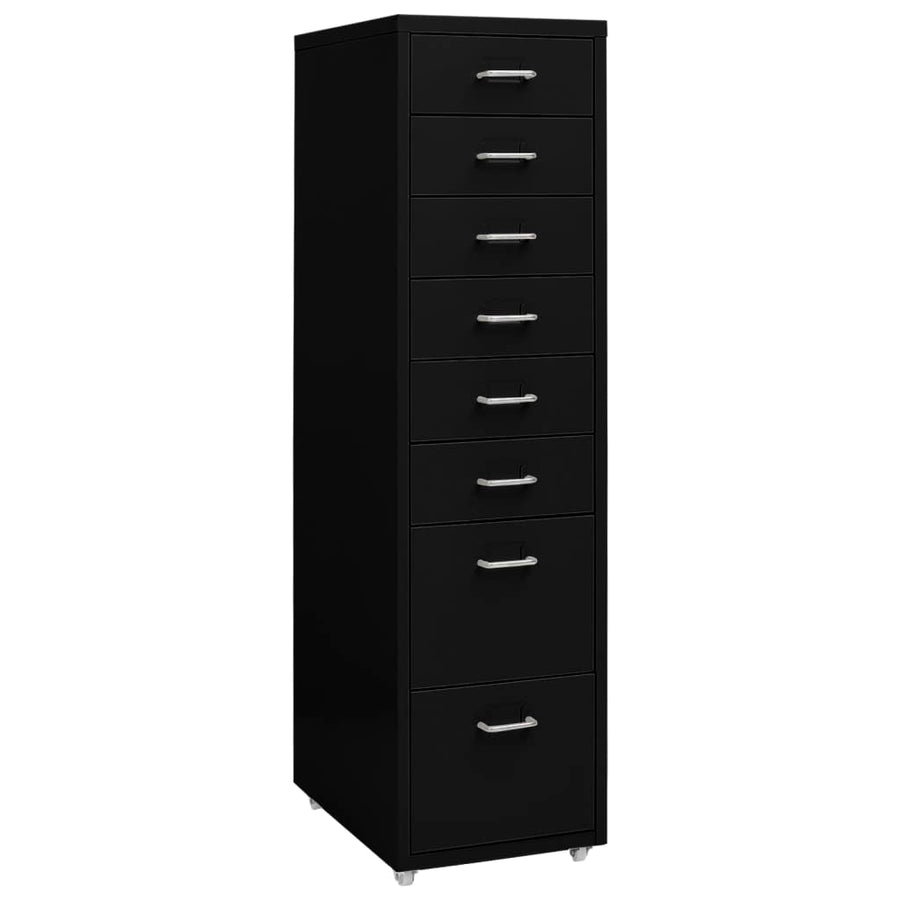 Ladeblok Verrijdbaar 28X4X09 Cm Metaal Zwart 8 lades