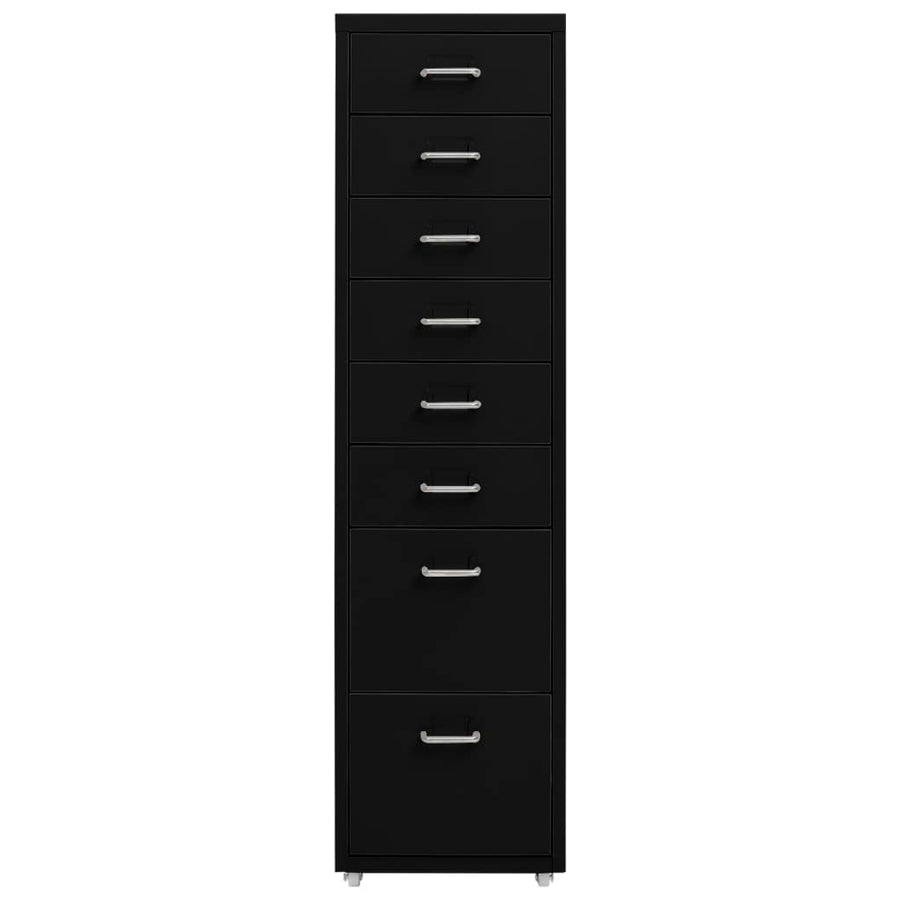 Ladeblok Verrijdbaar 28X4X09 Cm Metaal Zwart 8 lades