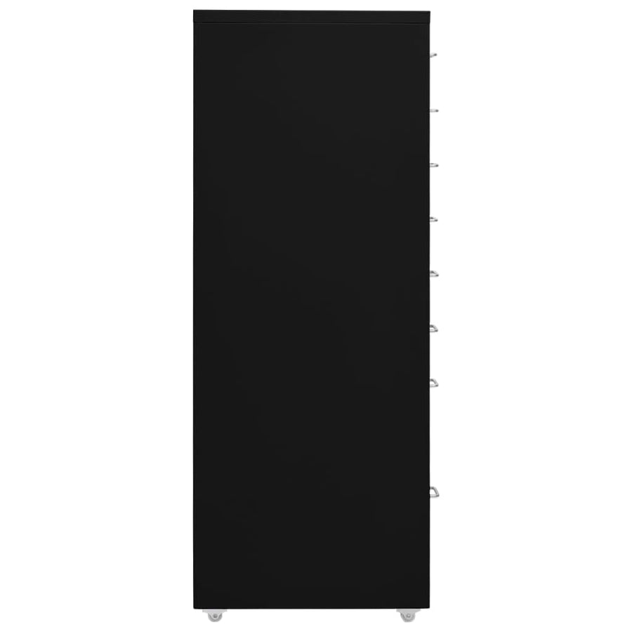 Ladeblok Verrijdbaar 28X4X09 Cm Metaal Zwart 8 lades