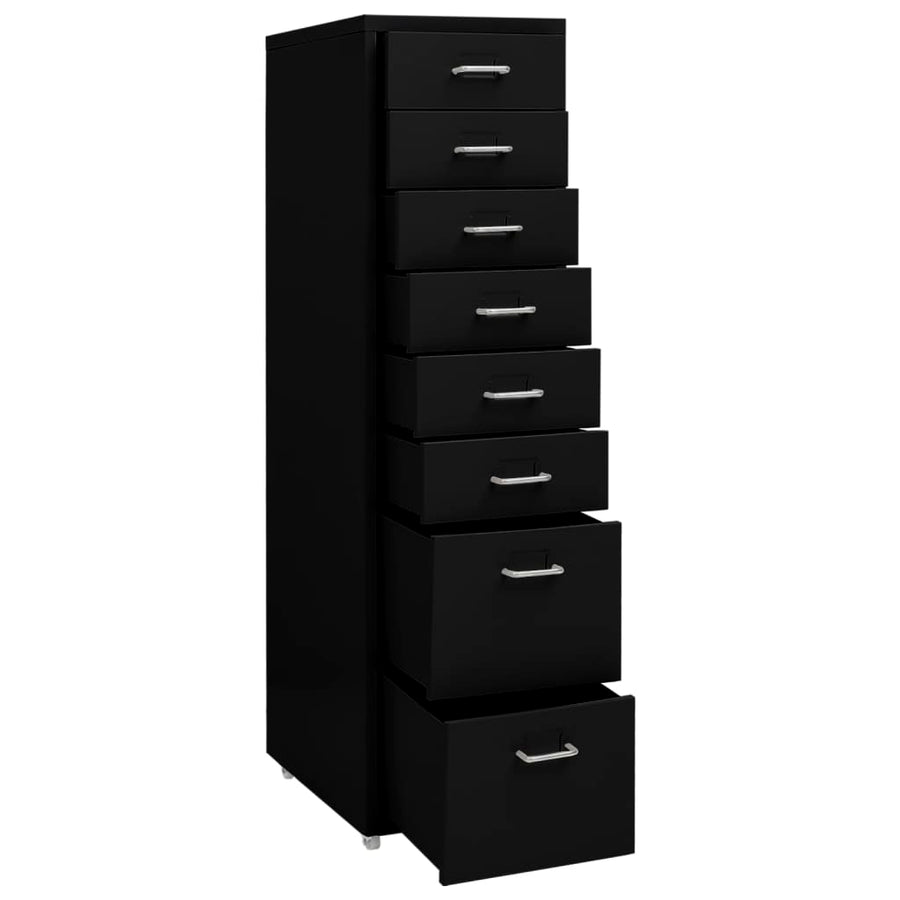 Ladeblok Verrijdbaar 28X4X09 Cm Metaal Zwart 8 lades