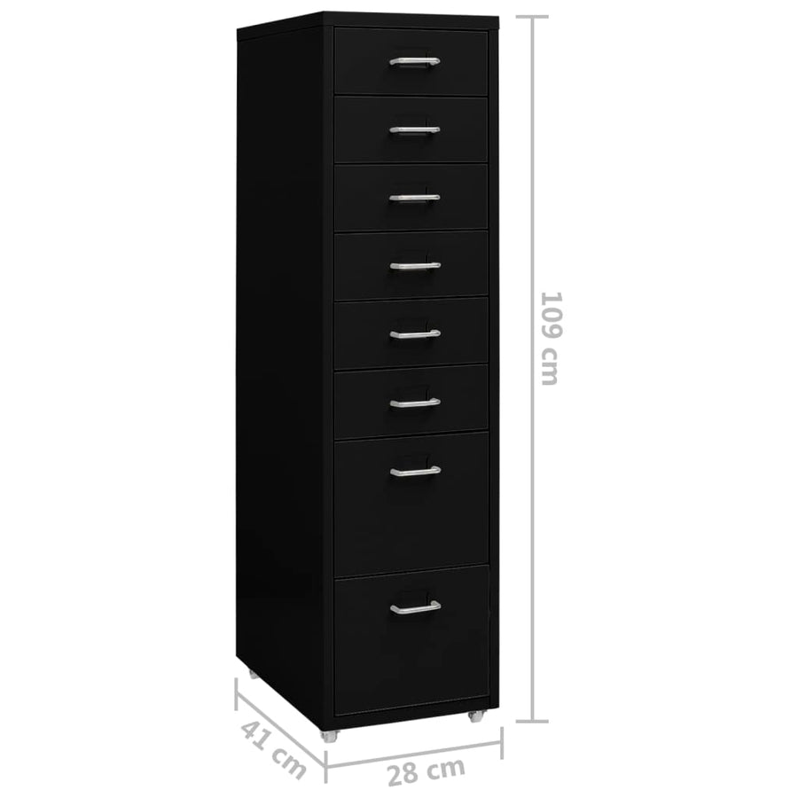 Ladeblok Verrijdbaar 28X4X09 Cm Metaal Zwart 8 lades
