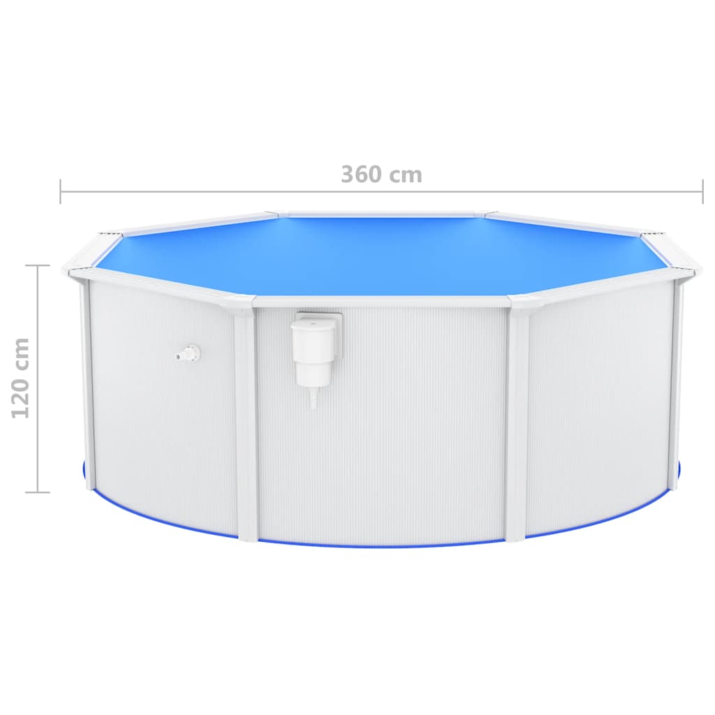 Zwembad met stalen wand 360x120 cm wit