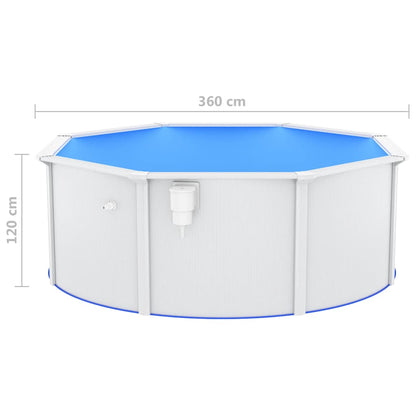 Zwembad met stalen wand 360x120 cm wit