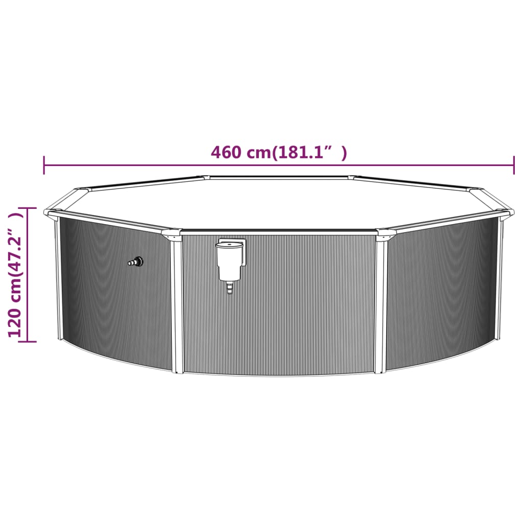 Met Stalen Wand Rond 460X120 Cm Wit Ø 460 x 120 cm Zwembad