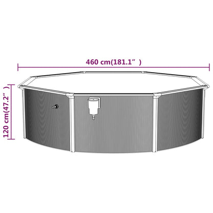 Met Stalen Wand Rond 460X120 Cm Wit Ø 460 x 120 cm Zwembad