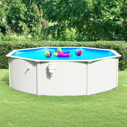 Met Stalen Wand Rond 460X120 Cm Wit Ø 460 x 120 cm Zwembad