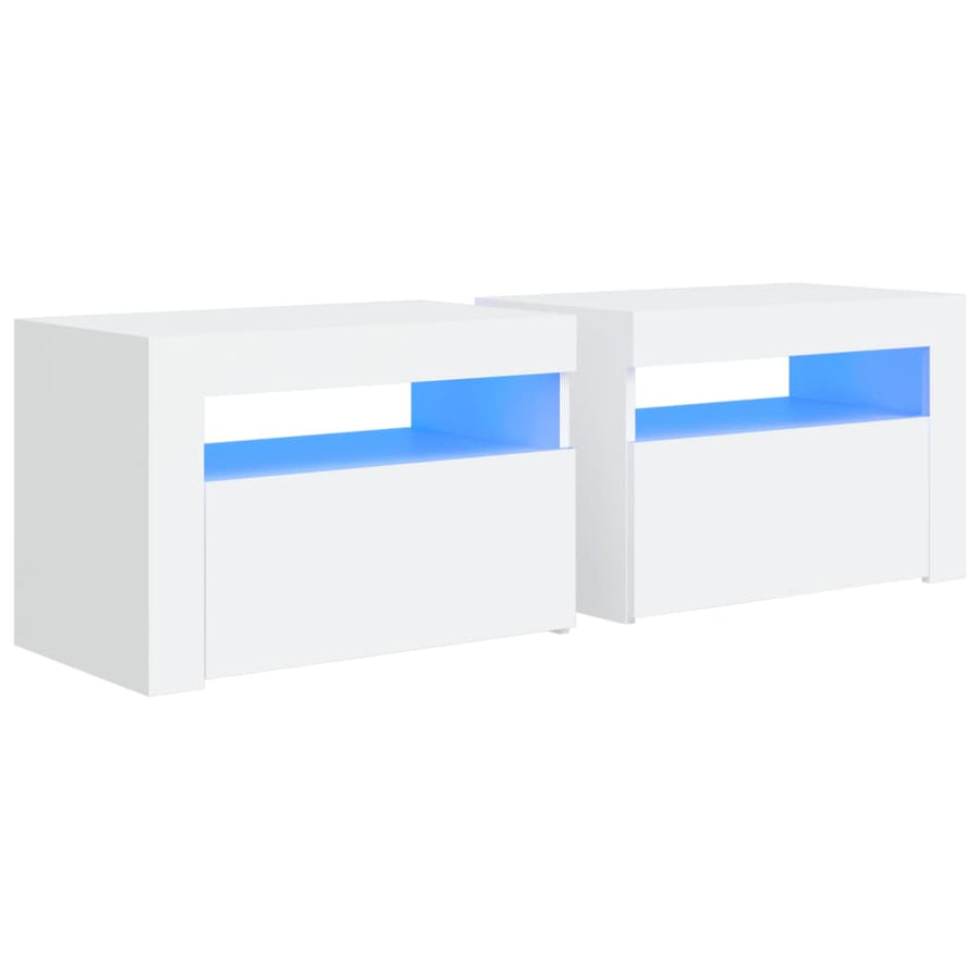 Nachtkastjes 2 St Led 60X35X40 Cm Wit