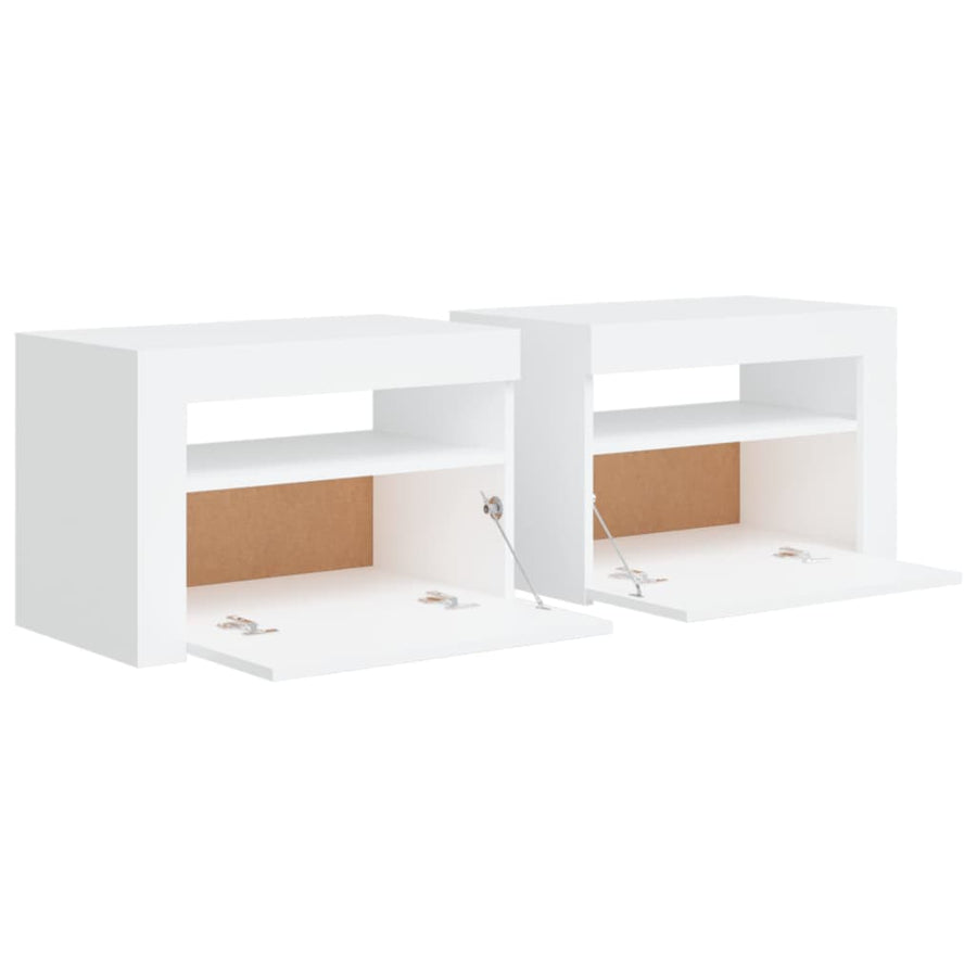 Nachtkastjes 2 St Led 60X35X40 Cm Wit
