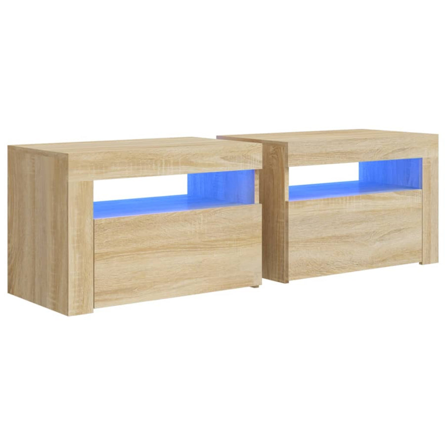 Nachtkastjes 2 St Met Led-Verlichting 60X35X40 Cm Sonoma Eiken