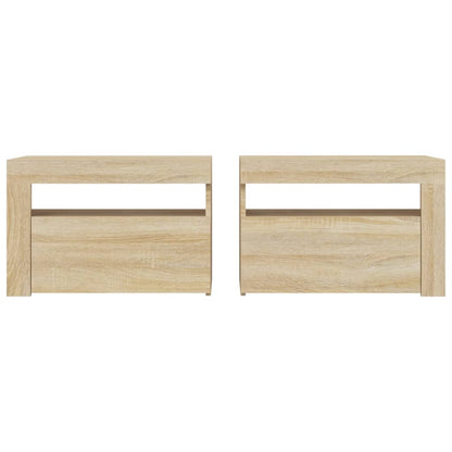 Nachtkastjes 2 St Met Led-Verlichting 60X35X40 Cm Sonoma Eiken