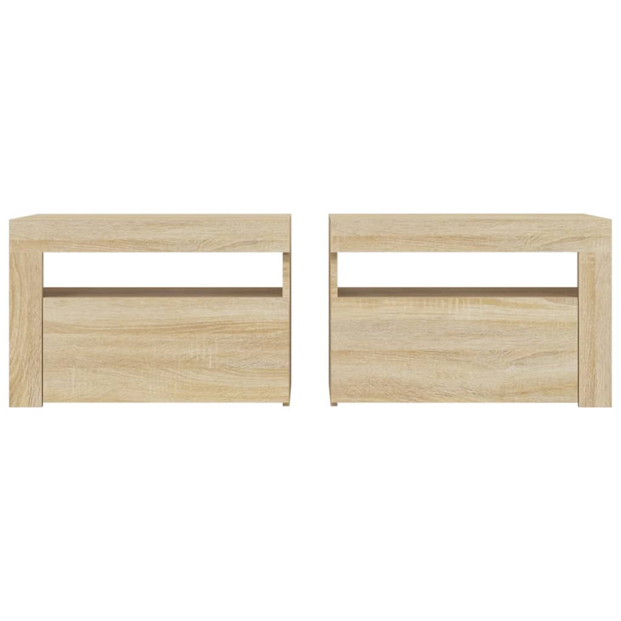 Nachtkastjes 2 St Met Led-Verlichting 60X35X40 Cm Sonoma Eiken
