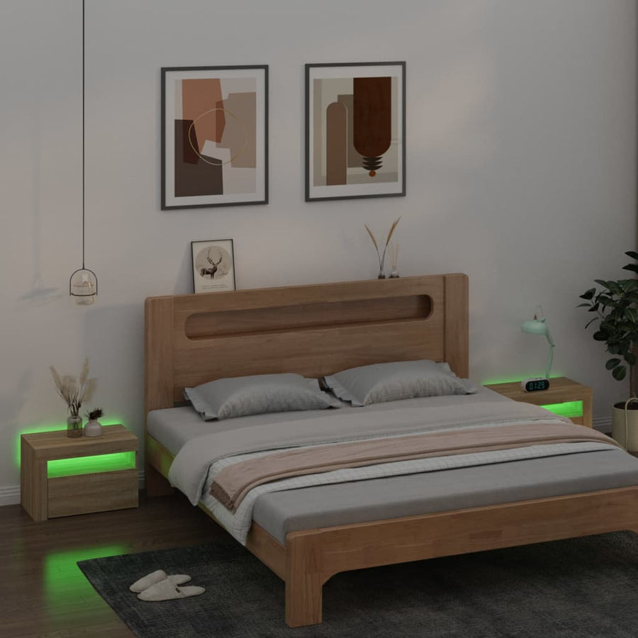 Nachtkastjes 2 St Met Led-Verlichting 60X35X40 Cm Sonoma Eiken