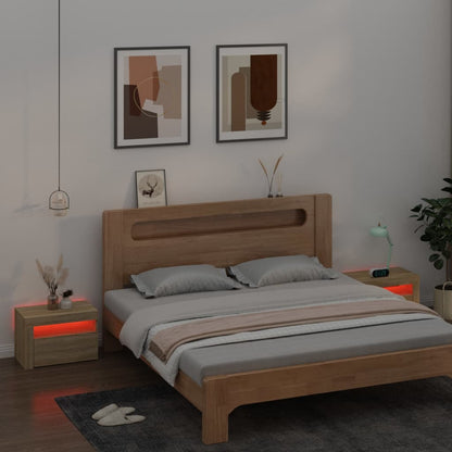 Nachtkastjes 2 St Met Led-Verlichting 60X35X40 Cm Sonoma Eiken