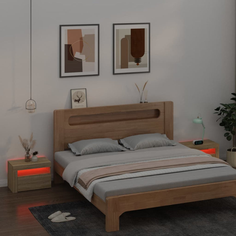 Nachtkastjes 2 St Met Led-Verlichting 60X35X40 Cm Sonoma Eiken