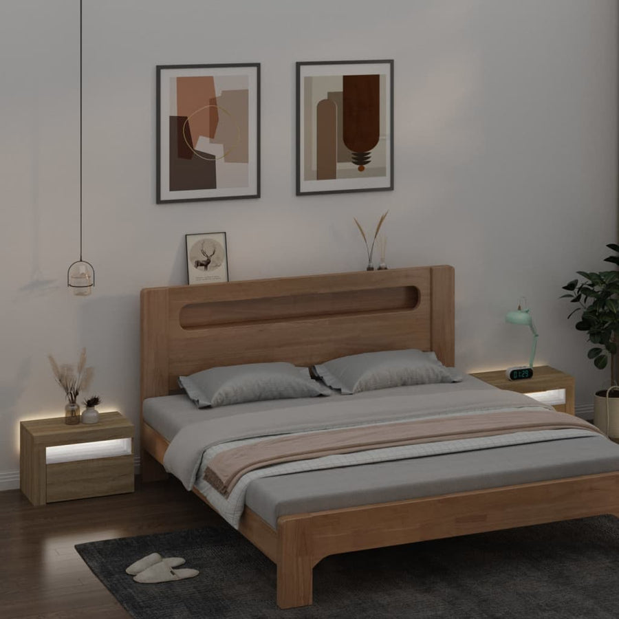 Nachtkastjes 2 St Met Led-Verlichting 60X35X40 Cm Sonoma Eiken