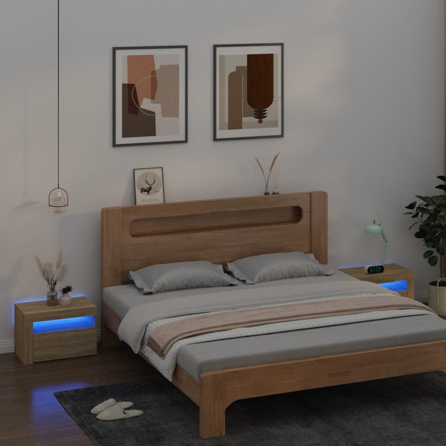 Nachtkastjes 2 St Met Led-Verlichting 60X35X40 Cm Sonoma Eiken