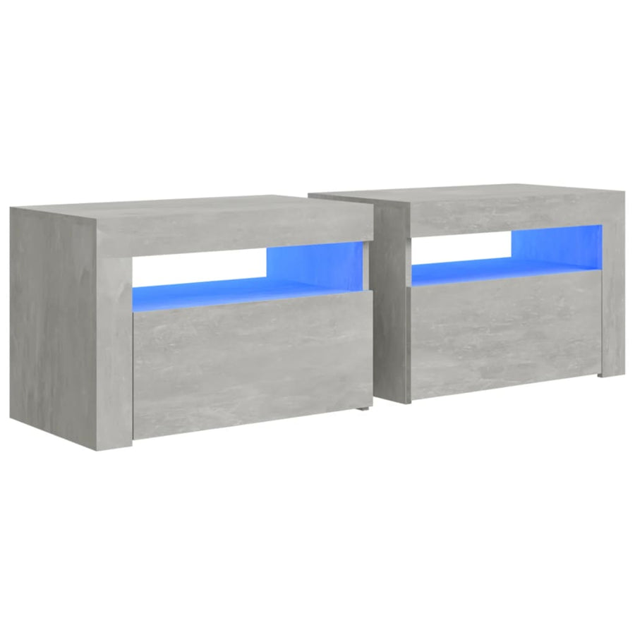 Nachtkastjes 2 St Met Led-Verlichting 60X35X40 Cm Betongrijs