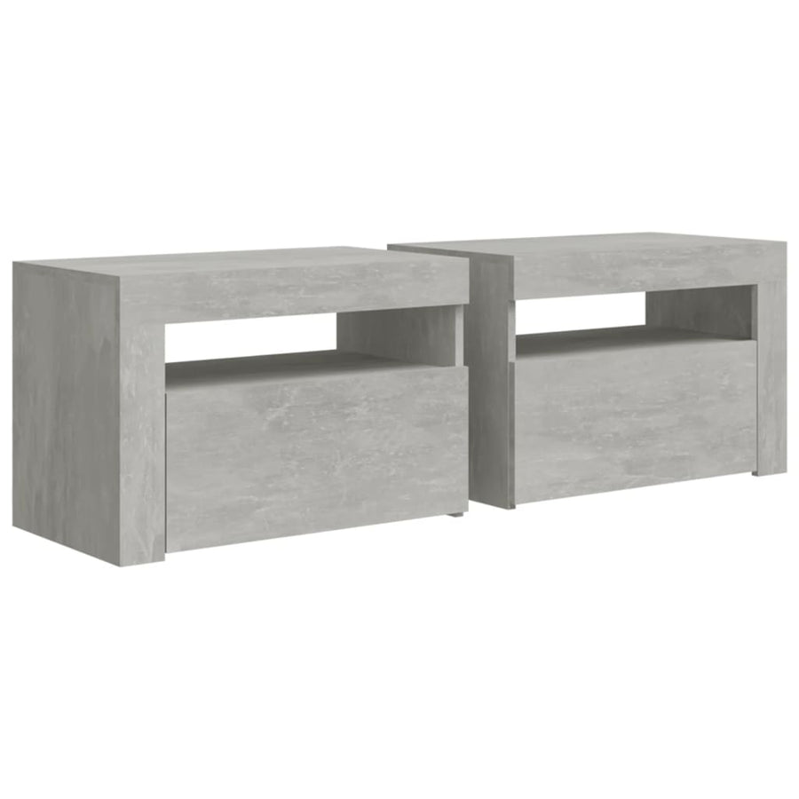 Nachtkastjes 2 St Met Led-Verlichting 60X35X40 Cm Betongrijs