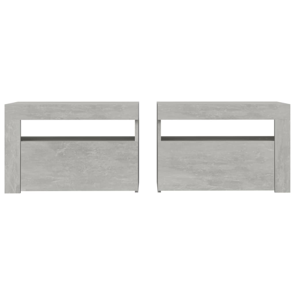 Nachtkastjes 2 St Met Led-Verlichting 60X35X40 Cm Betongrijs