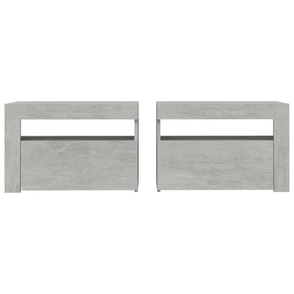 Nachtkastjes 2 St Met Led-Verlichting 60X35X40 Cm Betongrijs