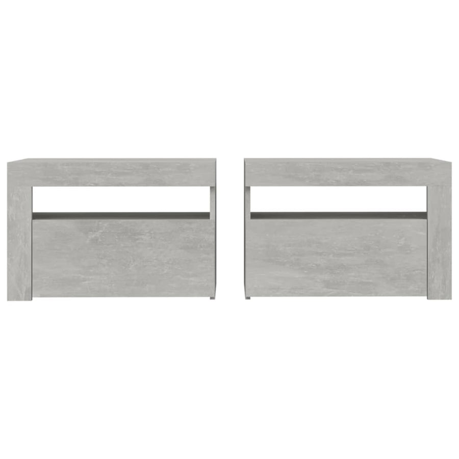 Nachtkastjes 2 St Met Led-Verlichting 60X35X40 Cm Betongrijs