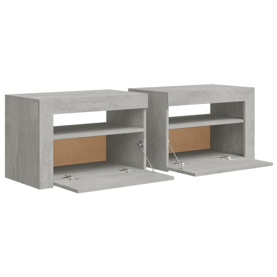 Nachtkastjes 2 St Met Led-Verlichting 60X35X40 Cm Betongrijs