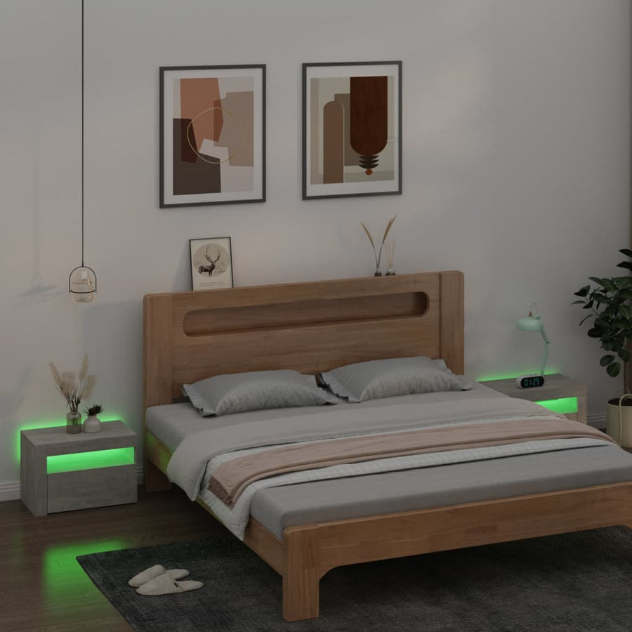 Nachtkastjes 2 St Met Led-Verlichting 60X35X40 Cm Betongrijs