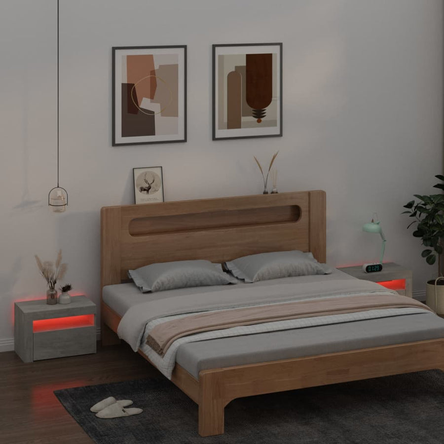 Nachtkastjes 2 St Met Led-Verlichting 60X35X40 Cm Betongrijs