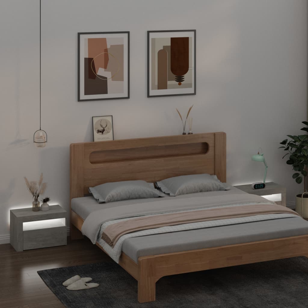 Nachtkastjes 2 St Met Led-Verlichting 60X35X40 Cm Betongrijs