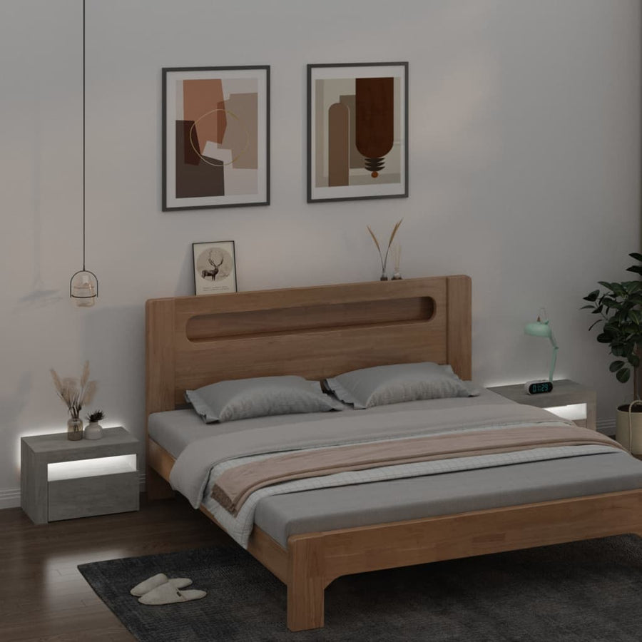 Nachtkastjes 2 St Met Led-Verlichting 60X35X40 Cm Betongrijs