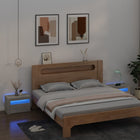 Nachtkastjes 2 st 60x35x40 cm betongrijs LED